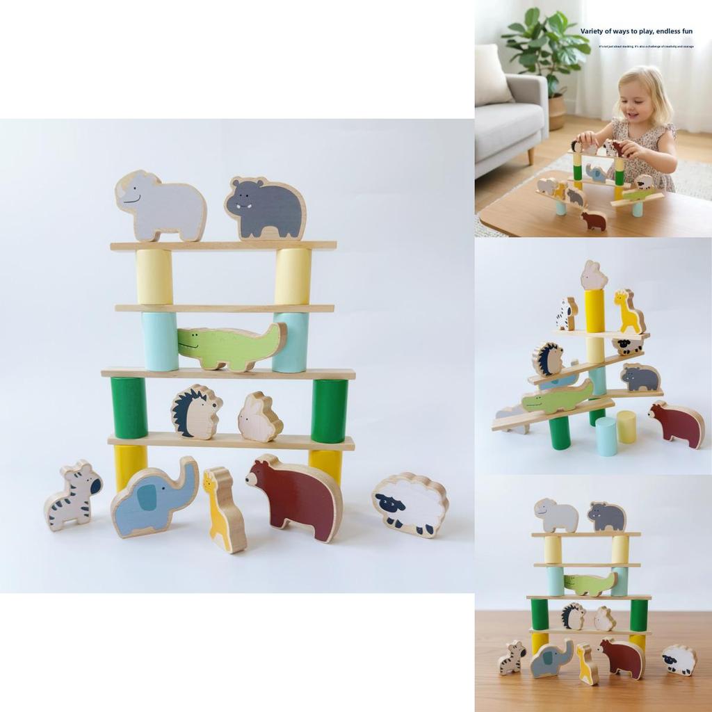 Wooden Animal Balance Stacking Blocks For Kids Educational Parent Child Play