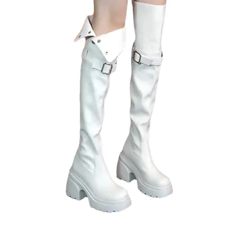 Fashion Women's Shoes 2025 Fashion Over-the-Knee Women's Boots New Belt Buckle Modern Boots Women Hot Sale Round Toe Shoes Femalzapatose