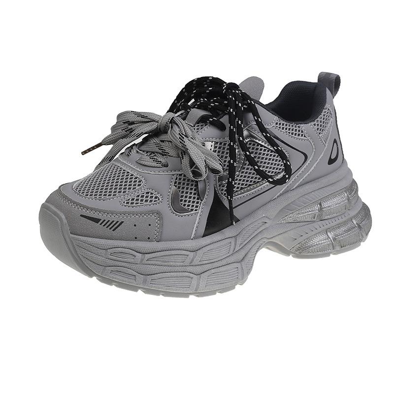 

2025 spring new versatile fashion casual sports shoes platform soles increase height and thin angola red dad shoes women 35 серый