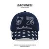 Cute Bear Embroidered Polka Dot Baseball Cap Women's Versatile Big Head Circumference Peaked Cap Wide Brim Big Face Small Hat