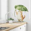 Cartoon Cat Leaf Umbrella Wall Sticker Self-Adhesive Removable Bedroom Dorm Hallway Home Decor