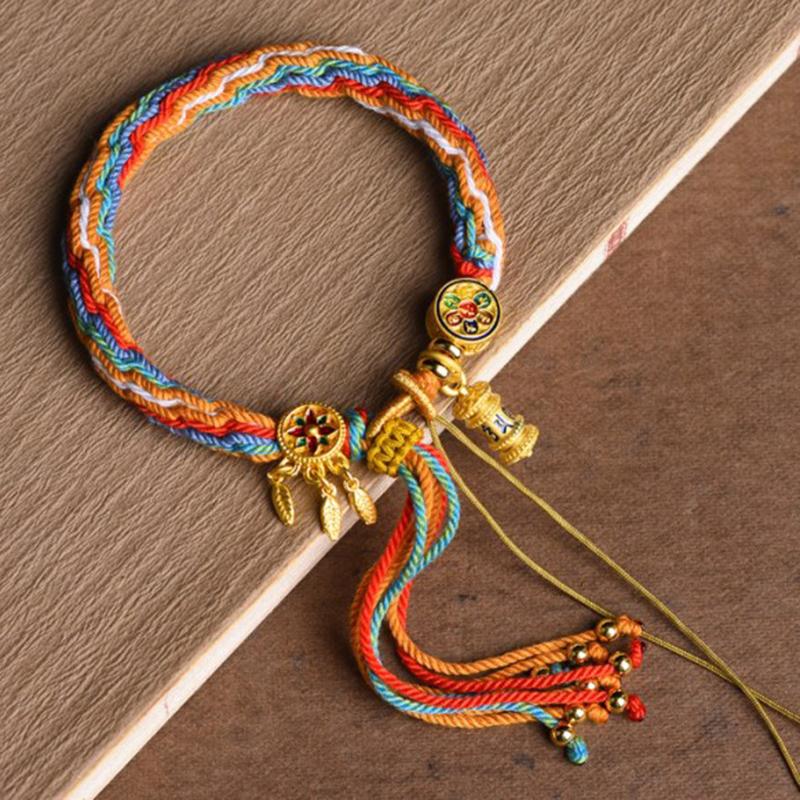 Håndvevd armbånd i tibetansk stil Zakiram-armbånd Grønn Tara Fem Mester Thangka-armbånd Tibetansk armbånd