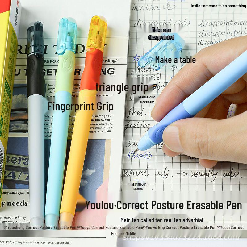 

AKPB7501 Heat Erasable Neutral Pen 0.5mm - Student Posture Correction, Water-Resistant, Bullet Tip, Press-Type Signature Pen Black