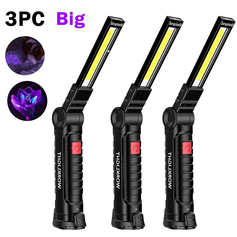 395nm LED UV Flashlight USB Rechargeable Foldable Lamp with Magnet Hook UV Light Ultraviolet for Pet Urine Detector Resin Curing