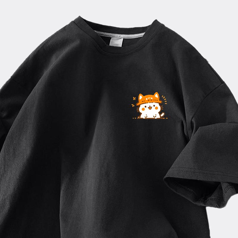 Baumwolle Design Sinn Druck Kurzarm T-Shirt Damen Sommer 2025 Neue Lockere Halbarm Tops