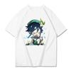 Genshin Impact Tshirt 100% Cotton T-shirt Kawaii Cartoon Clothes Women Fashion Tops Summer Short Sleeve Clothing Venti Print Tee