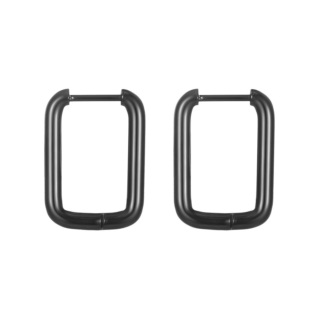 Stainless Steel Ear Buckle Simple Trend Unisex Titanium Steel Round Wire Rectangular Earrings