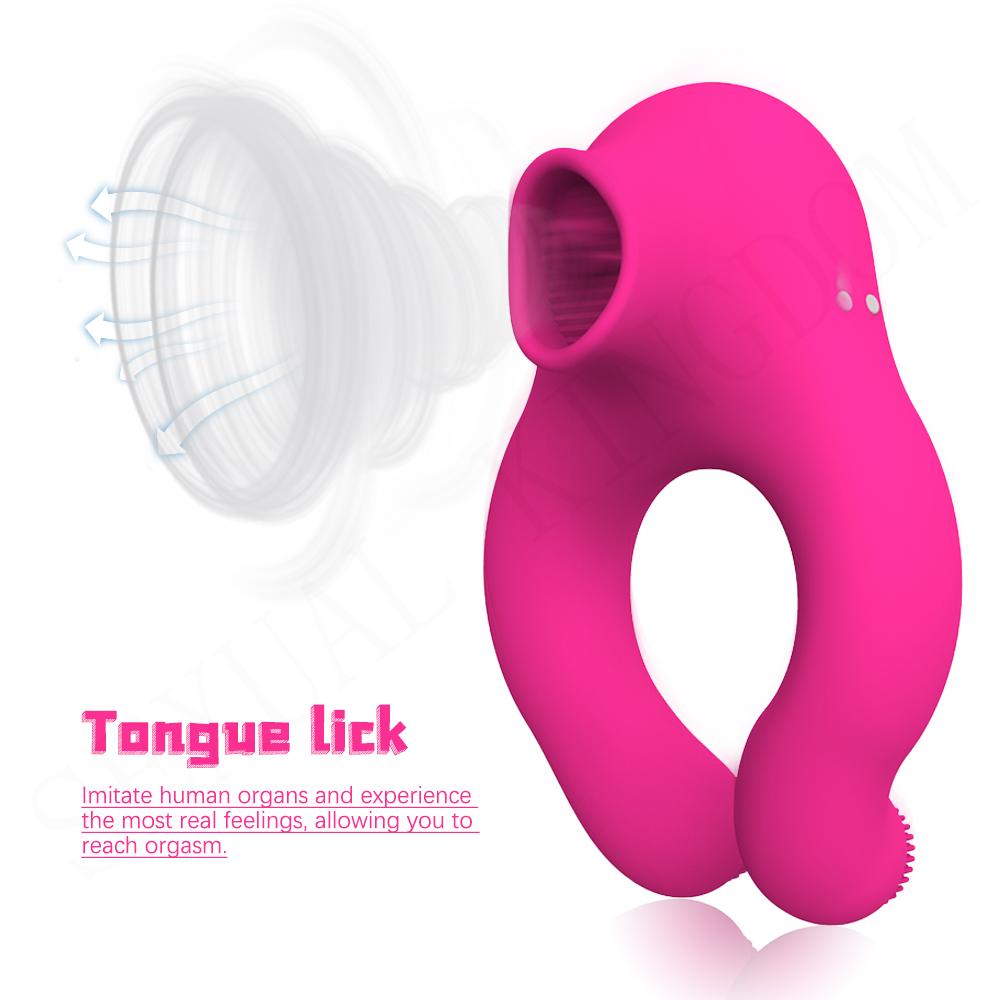 Unisex Vibrator Male Penis Ring Tongue Licking Sex Toy 3 Motor Vagina Masturbator G-spot Clitoris Stimulator Sex Toys for Couple
