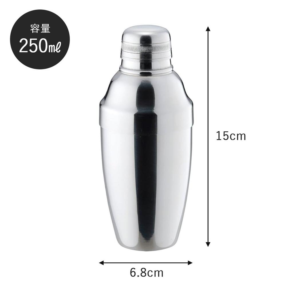 Shimomura Planning Japanese Cocktail Shaker 250ml Protein Commercial Use Professional Stainless Steel 20043