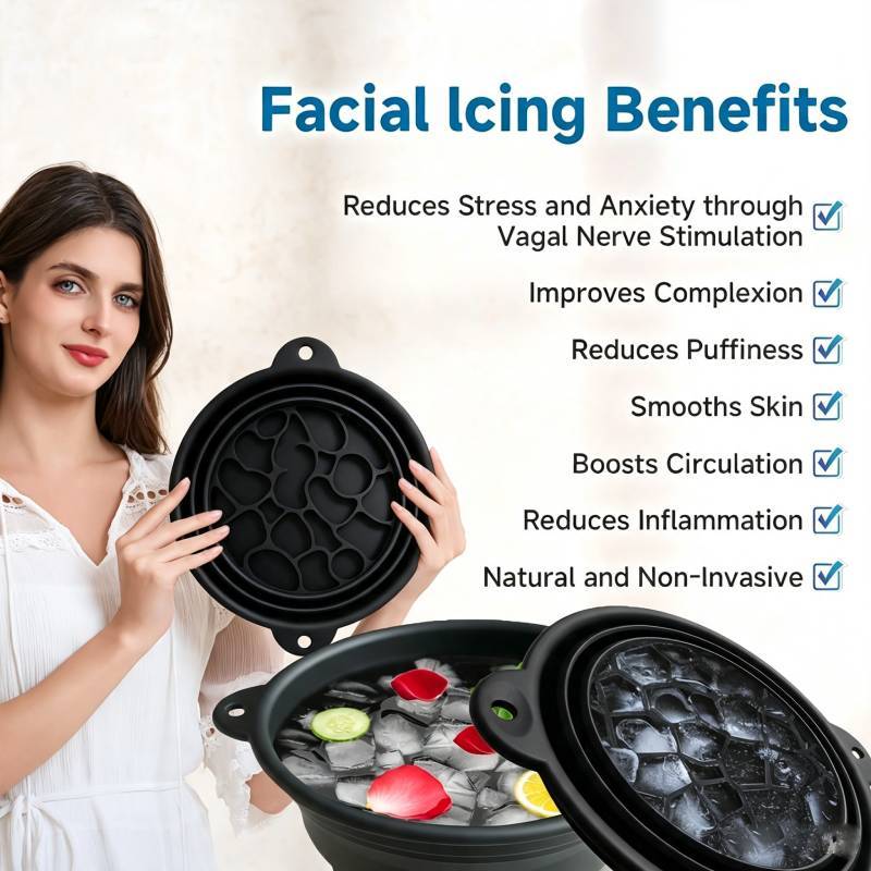 Silicone Collapsible Face Wash Basin With Ice Therapy For Skincare And Beauty Treatments