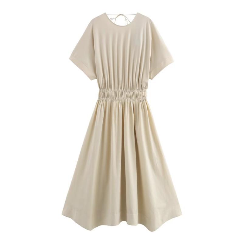 European American Women s Clothing Summer French Waist Backless Loose Dress XS