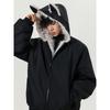 Wassup Zuo Shan Diao Cat Ear Cotton Jacket Men's Winter Cleanfit Thickened American Retro Fur Collar Cotton Coat