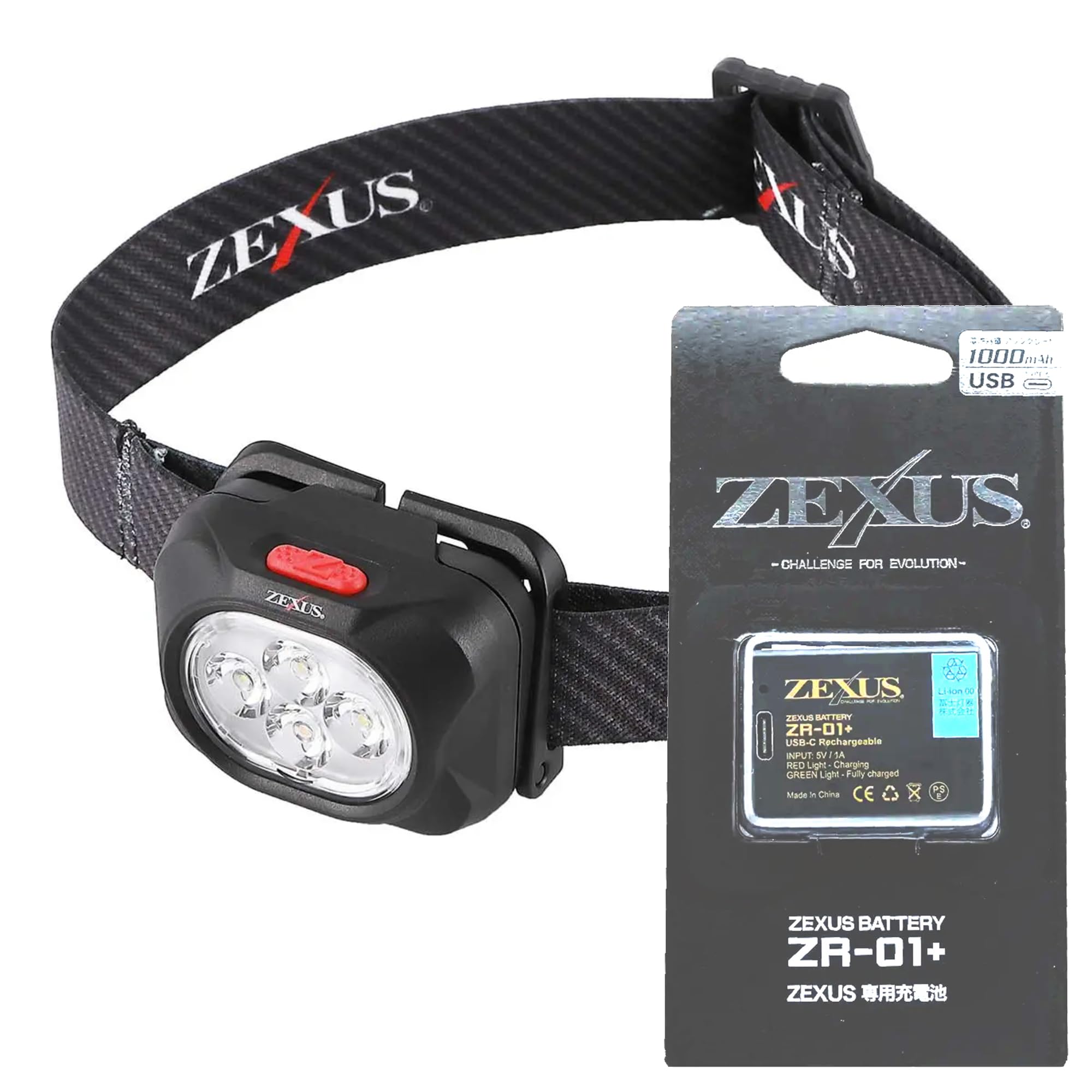 

Fuji Lighting ZEXUS Hybrid LED Headlamp with Rechargeable Battery 620 Main LED Run Up to 46 Rechargeable for Fishing ZX-199 (ZR-01) [Max Lumens, Time