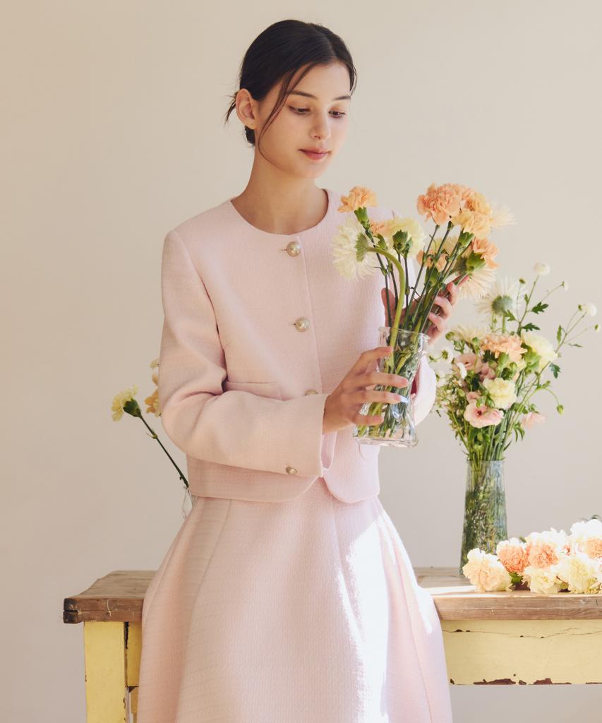 Zerostreet [2 Types][4 Colors] Creamy Tweed Jacket