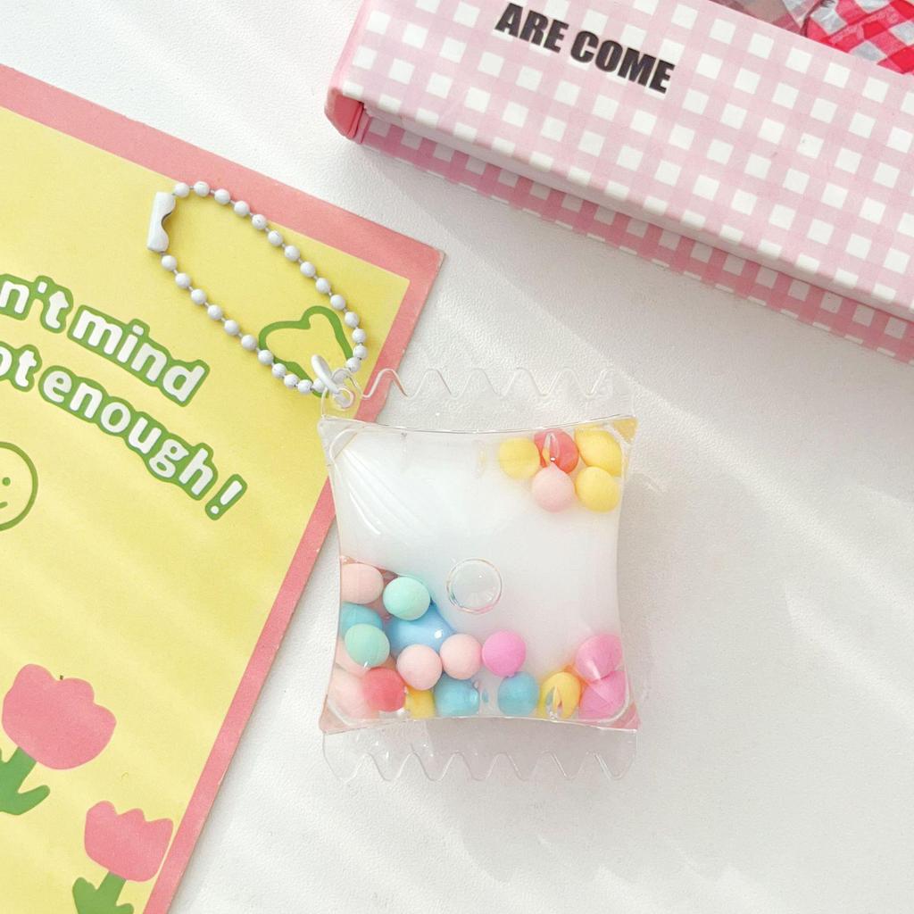 Cute Glittery Acrylic Milk Bean Keychain Pendant