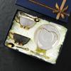 Bone Coffee Mug Set Ceramic Classic Grid Mug Coffeware Sets with Gifts Box Packing Wedding Gifts Chinese Tea Cup Drinkware