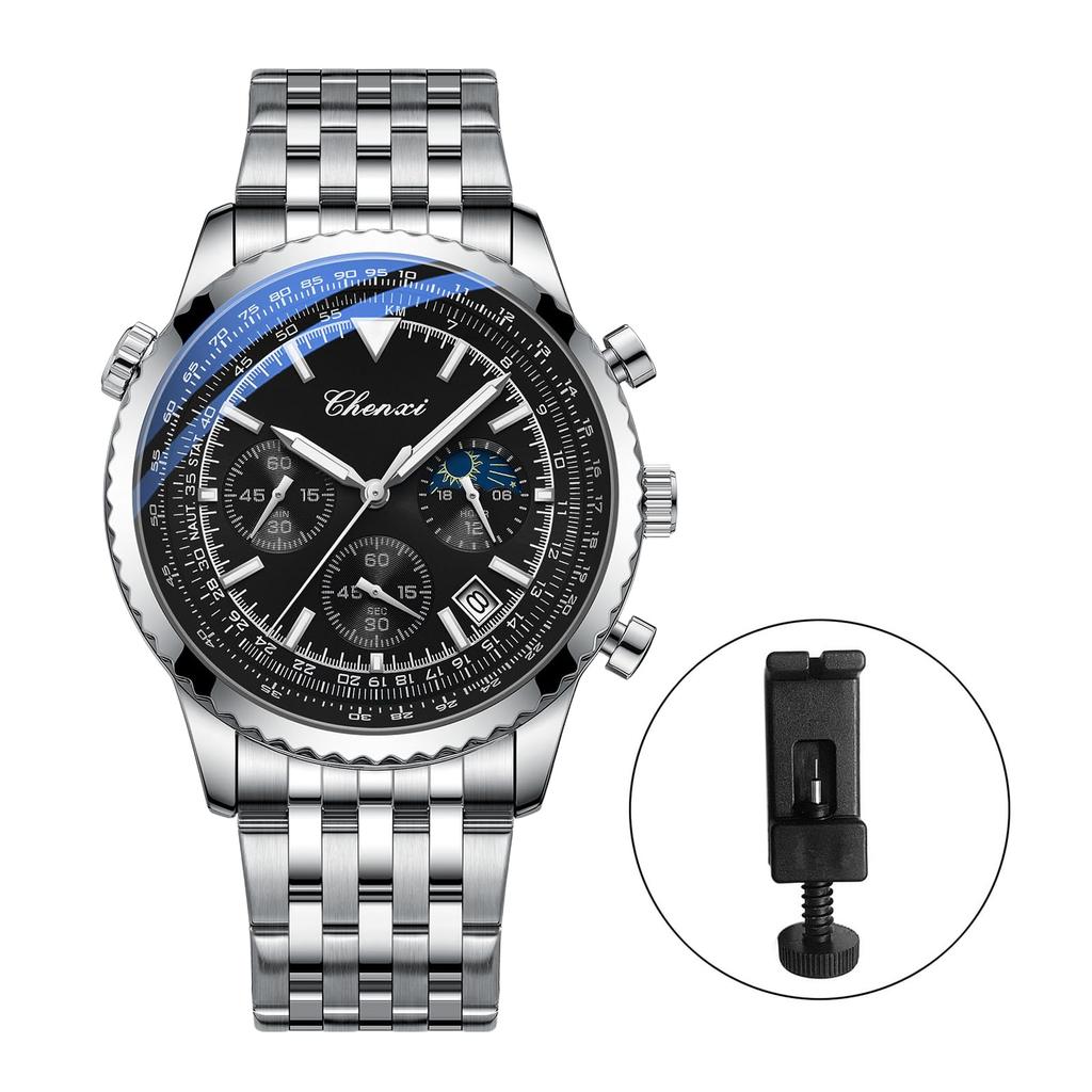 Watch Three-eye Nylon Strap Multifunctional Men's Luminous Calendar Analog Watch Stainless Steel Cool Handsome Outdoor Round Watch Gift Student