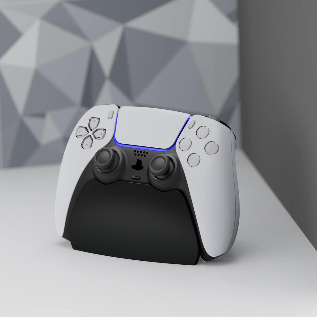 PlayVital PS5 Controller Stand with Rubber Pads, Compatible with PlayStation 5 Controllers [Black]