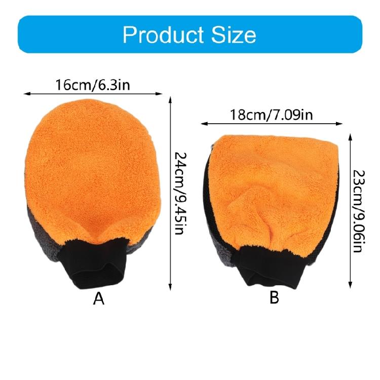 Vehicle Cleaning Mitt Pair with Double-Sided Soft Fleece Texture and Elastic Cuff for Wet Dry Washing and Household Wiping