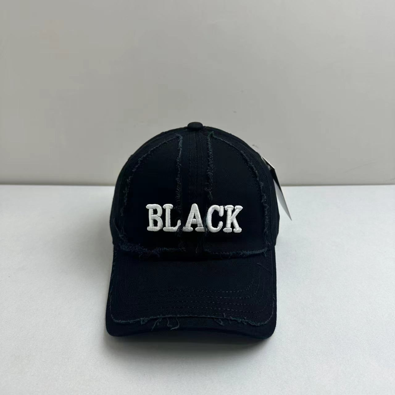 

Персонализированная бейсболка с вышитыми буквами в стиле ретро для детей с большой окружностью головы и широкими полями, универсальная для отдыха на открытом воздухе, солнцезащитный козырек M（56-58cm） чёрный