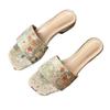 Fashion 2025 Summer New Women’s Modern Slippers Square Toe Low Heel Outdoor Printing Sandals for Daily Elegant Dress Slippers Zapatos