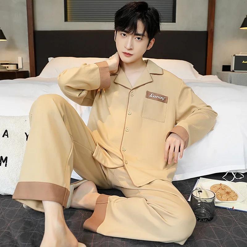 

Мужские домашние костюмы Брюки с длинными рукавами Костюмы на осень и весну Пижамы для мужчин Хлопковые пижамы для мужчин pijma hombre Прямая поставка L for 55-65kg