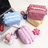 Cosmetic Bag with Contrast Color Bracelet Embellishment Ruffle Decoration Makeup Organizer Plaid Quilting Design Makeup Bag