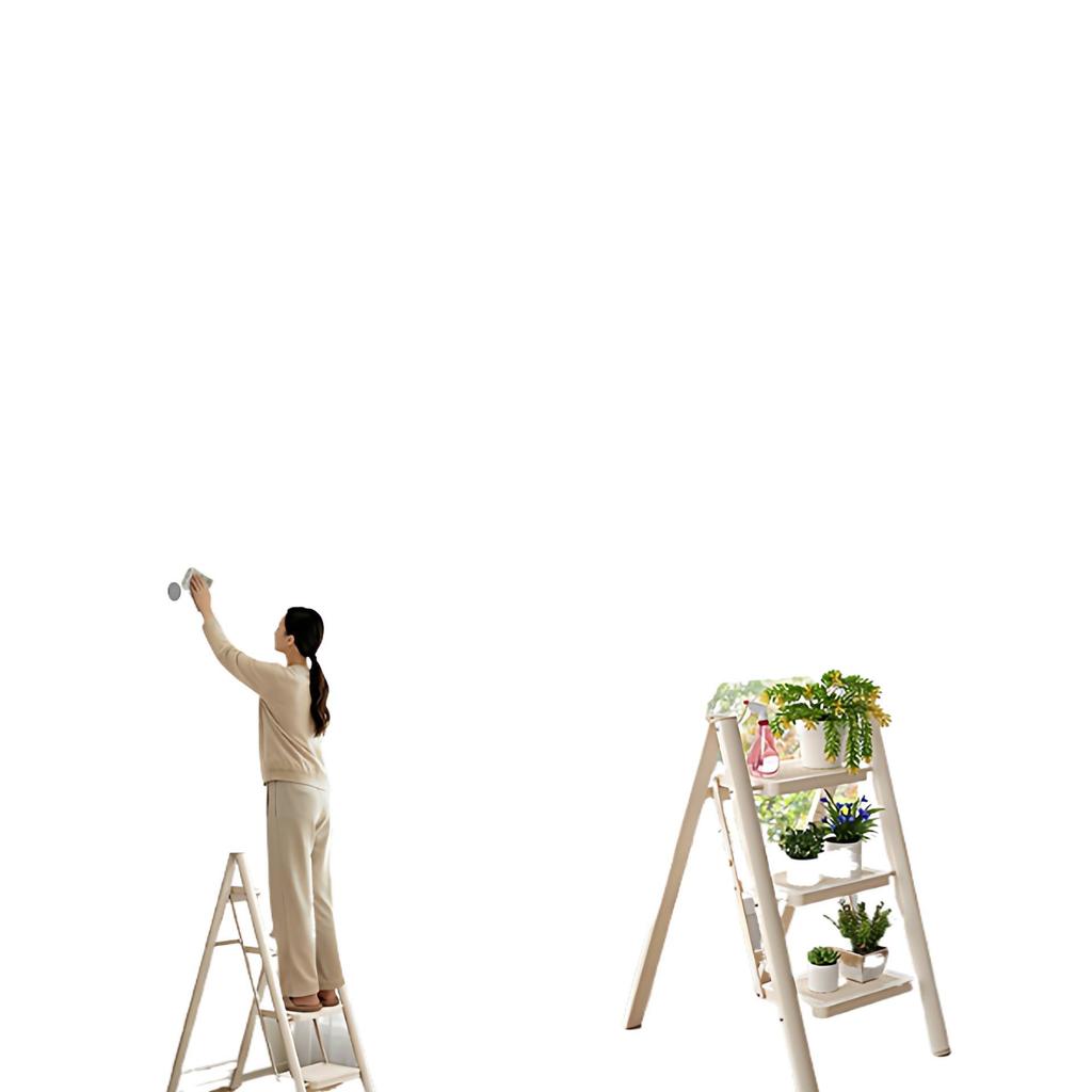3-Step Lightweight Telescopic Folding A-Frame Ladder for Indoor Use