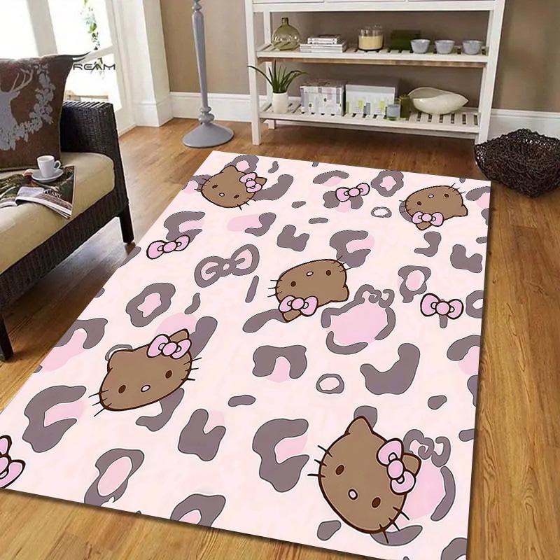 Hello Kitty2 Flannel Pattern Square Carpet,Area Rug,Carpet Rug for Living Room Bedroom Sofa Playroom Decor,Non-slip Floor Mat
