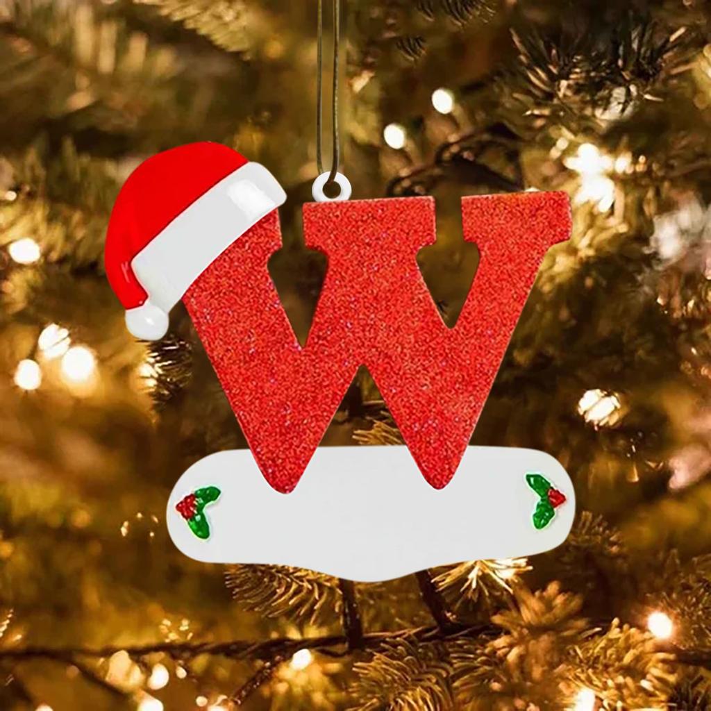 Christmas Tree Decorations 26 English Letters Ornaments DIY Xmas Tree Hanging Decor Single Letter With Christmas Hat