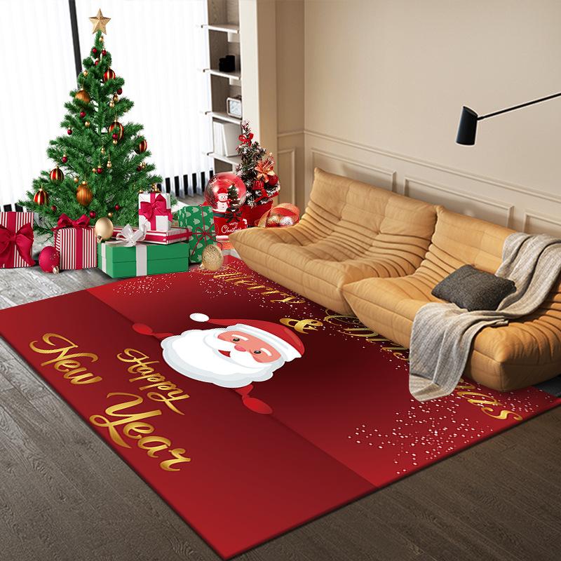 Tappeto di Natale Cartone Animato Babbo Natale Camera da Letto Comodino Soggiorno Area Divano Tappeto Grande Antiscivolo Tappetino per Pavimento Ingresso Zerbino