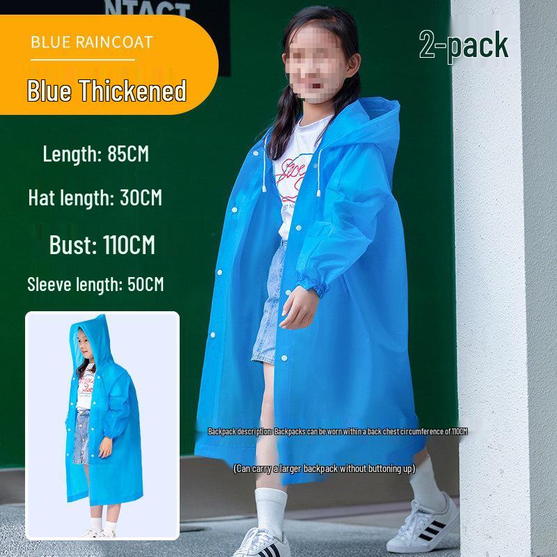 Wasserdichter, transparenter Regenponcho für Kinder mit Platz für Rucksack - Verdicktes Einteiler-Design für Jungen & Mädchen