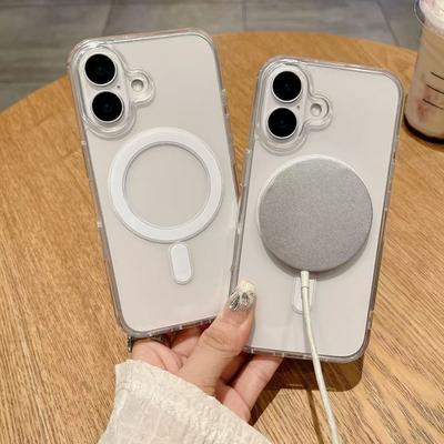 Magsafe Magnetic Clear Case for Iphone 16 Plus 16 15 14 13 12 11 Pro Max Wireless Charge Shockproof Clear Back Cover Fundas