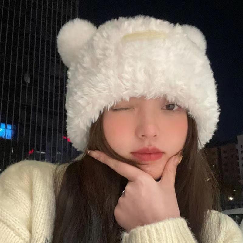 Adult Children Furry Ears Winter Hat Bear Hat New Year Winter Headwear