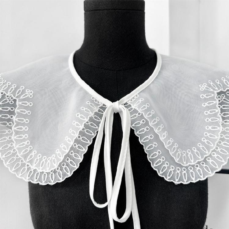 Popular Detachable Collar Embroidered Lace Trim False Collar For Female Teens Girl Daily Outfit Styling Accessory