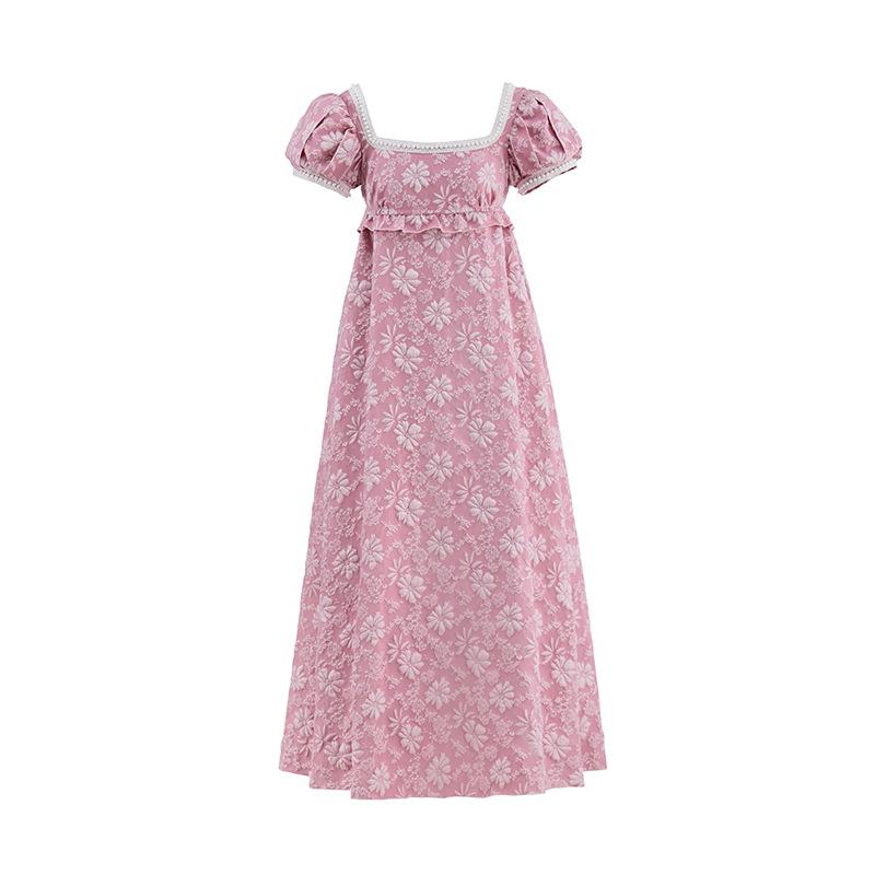 Vintage Regency stila ziedu maxi kleita