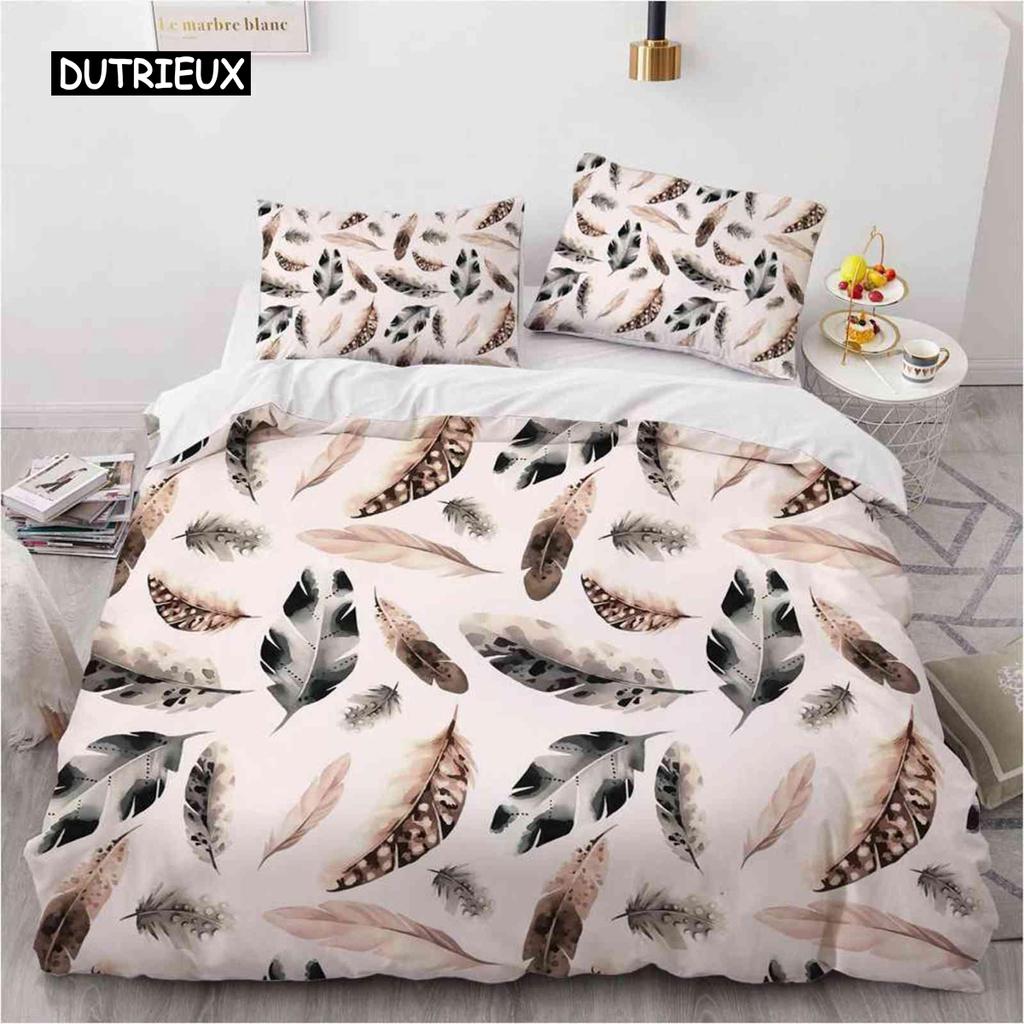 Düş Kapanı Nevresim Takımı Bohem Hippi Yatak Takımı Kraliçe Boy Etnik Yorgan Kılıfı Polyester Boho Tüyler Yorgan Kılıfı