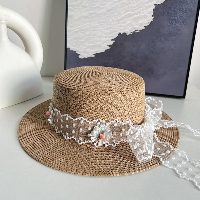 Summer Large Brimmed Raffia Bow Hand Woven Seaside Beach Hat Sun Protection Face Sun Protection Straw Hat