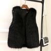 Plus Size Women's Faux Fur Leather Vest - Warm, Slimming, Sleeveless Jacket