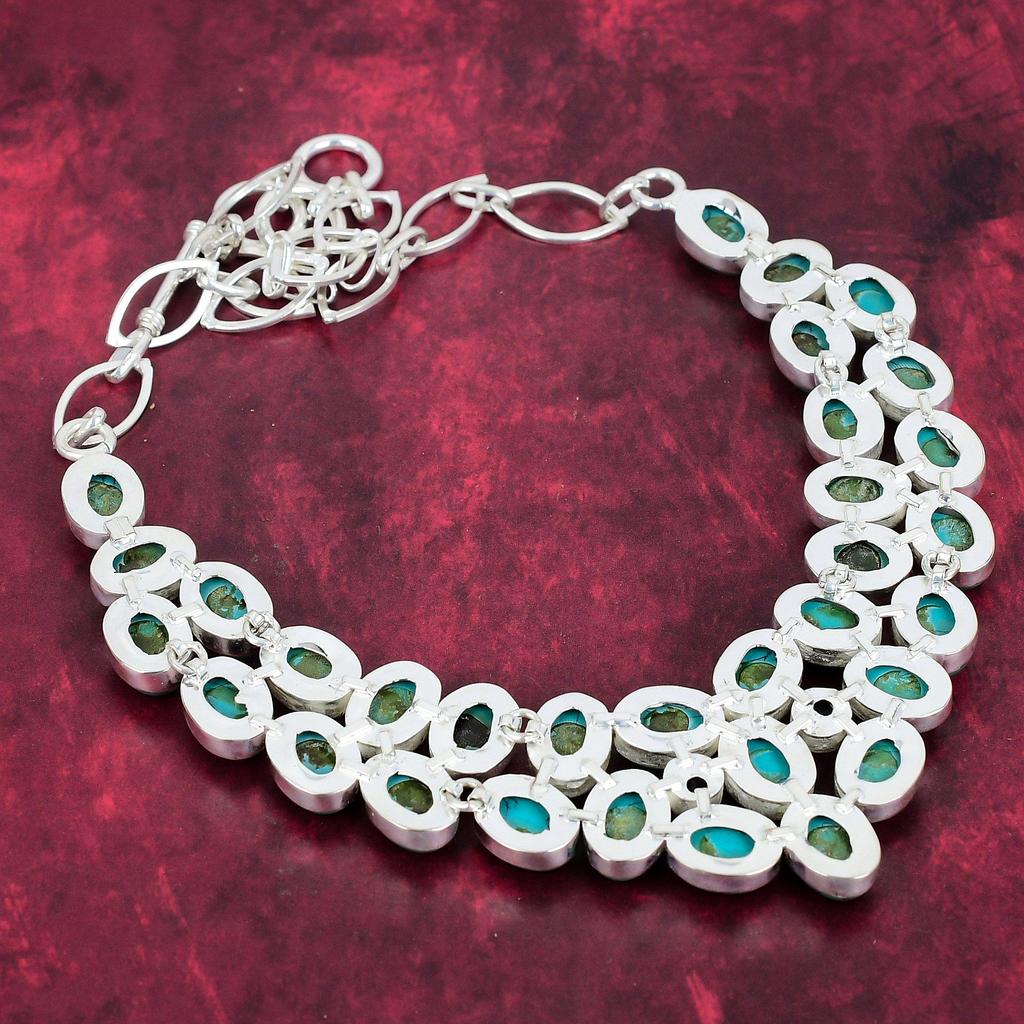 Santa Rosa Turquoise 925 Solid Sterling Silver Necklace, Handmade Gemstone  Necklace Jewelry, Gifts For Wife Brand New Necklace