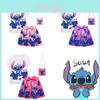 Fantasia de Lilo e Stitch para Meninas Camiseta com Saia Plissada de Algodão Roupa de Cosplay