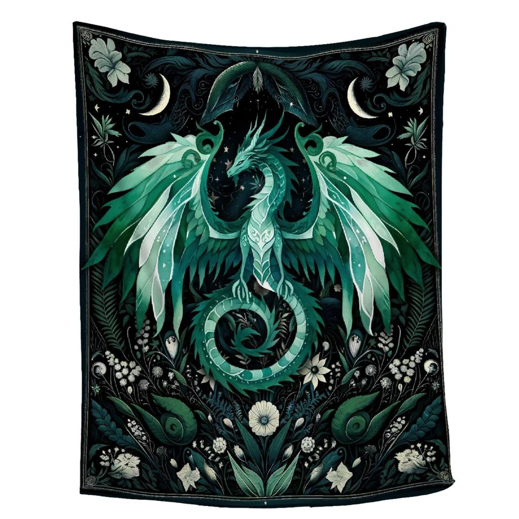 Grüne Drachenpflanze digital bedruckt Polyester Schlafzimmer Samt Flanell Überwurfdecke Fleece weiche Sofaüberwurfdecke Decken für Betten