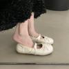 Silver Jk Flat Bottom Light Mouth Single Shoes Autumn Soft Sole with Skirt Doudou Shoes Mary Jane New Small Leather Shoes