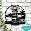 Custom Nautical Lighthouse Metal Wall Art, Personalized Coastal Home Decor with Custom Text, Rustic Beach House Gift