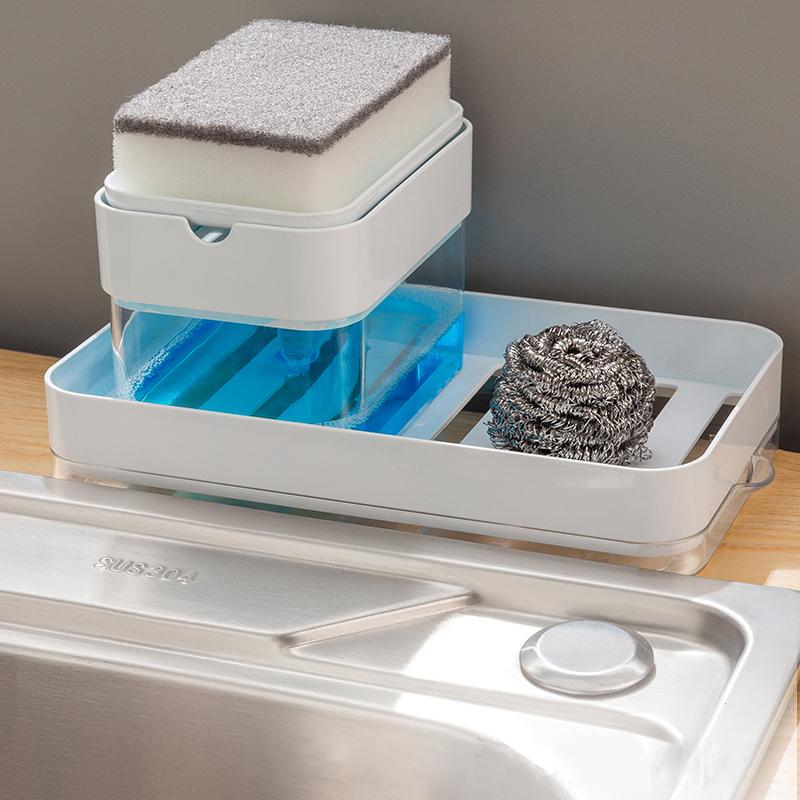 Kitchen Sink Sponge Caddy Soap Dispenser Dish Washing Sink Soap Dispenser