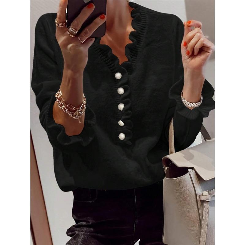 YYFS Dámská móda Ležérní podzim Zima Jednobarevné svetry s dlouhým rukávem a výstřihem do V