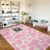 Pink Smiling Cow Print Area Rug – Carpet for Bedroom Living Room, Pastel Accent Floor Mat Decor