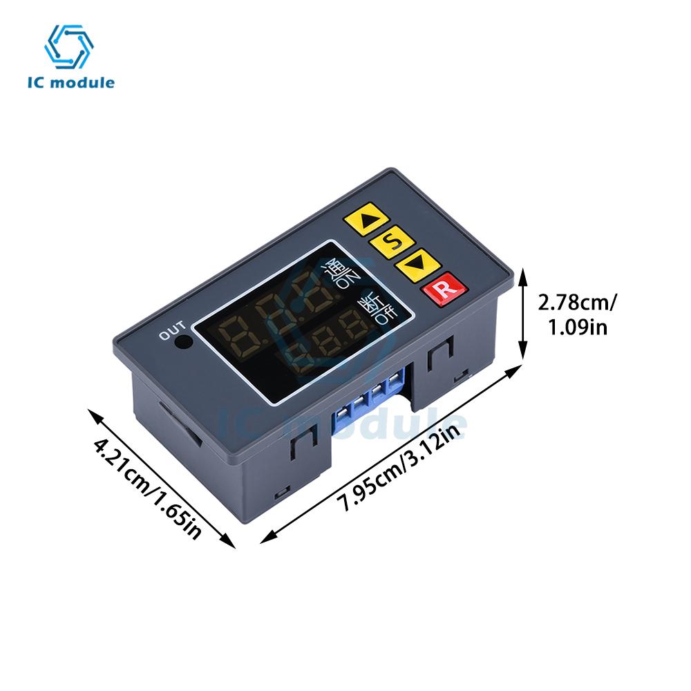 T3231 DC 12V 24V AC110-220V Digital Time Delay Relay Module Cycle Delay Timer Red Blue Dual LED Display Timing Relay Switch