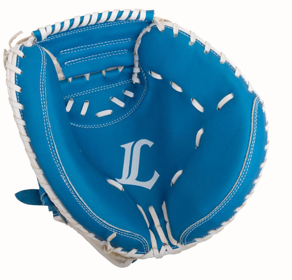 Saitama Seibu Lions x GP Baseball Blue Catcher's Mitt, Adult, Softball, Right-Handed Throw,