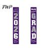 Durable Polyester Graduation Banner 1 Pair 2026 Decoration Class of Congrats Grad Door Sign Porch for Indoor Outdoor Front Hanging Party Supplies